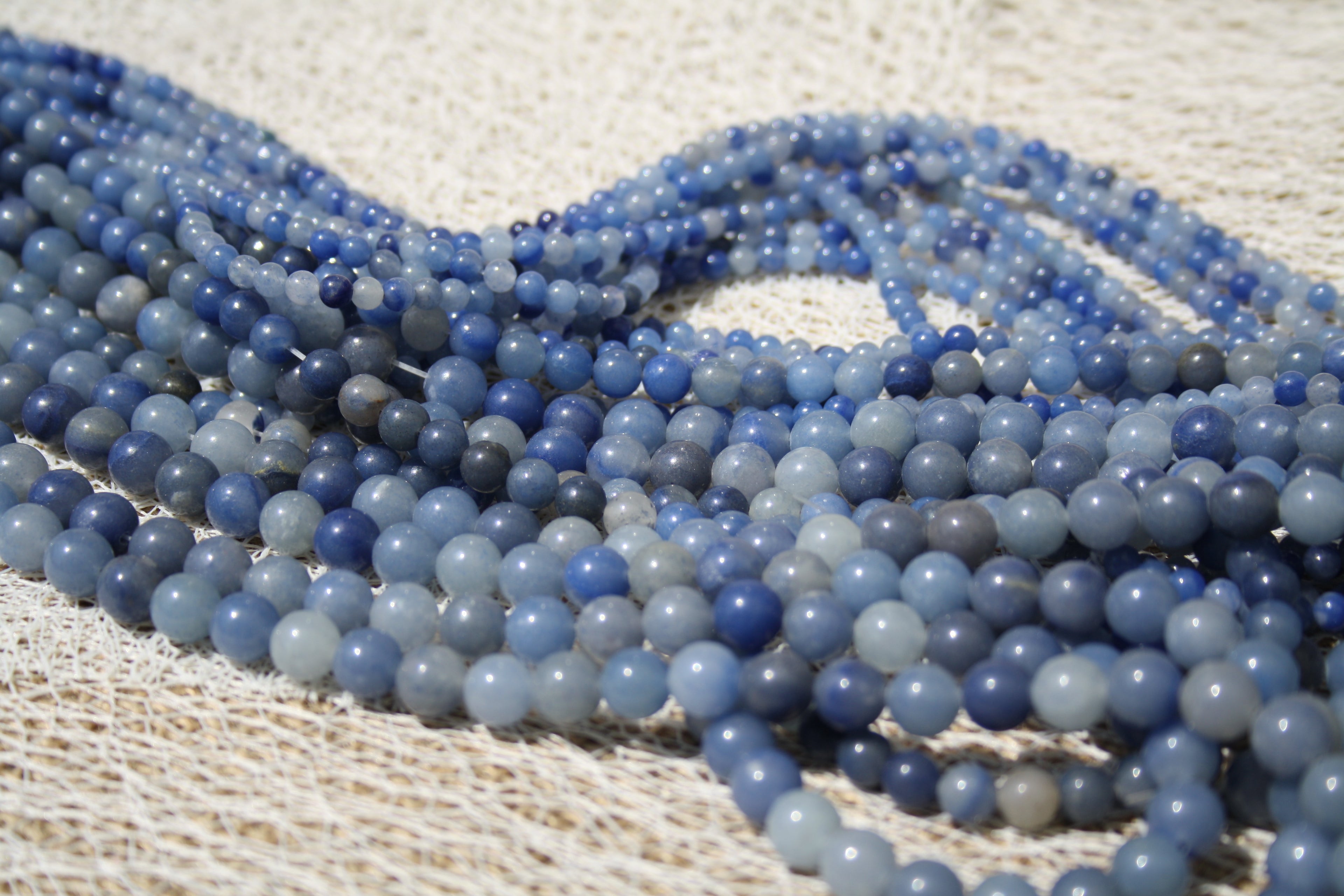 Aventurine bleue Naturelle – Lignes de Perles Rondes 4 mm, 6 mm et 8 mm