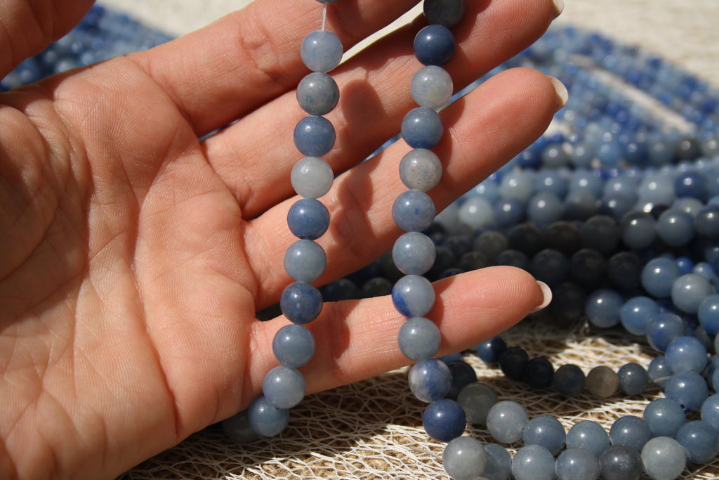 Aventurine bleue Naturelle – Lignes de Perles Rondes 4 mm, 6 mm et 8 mm