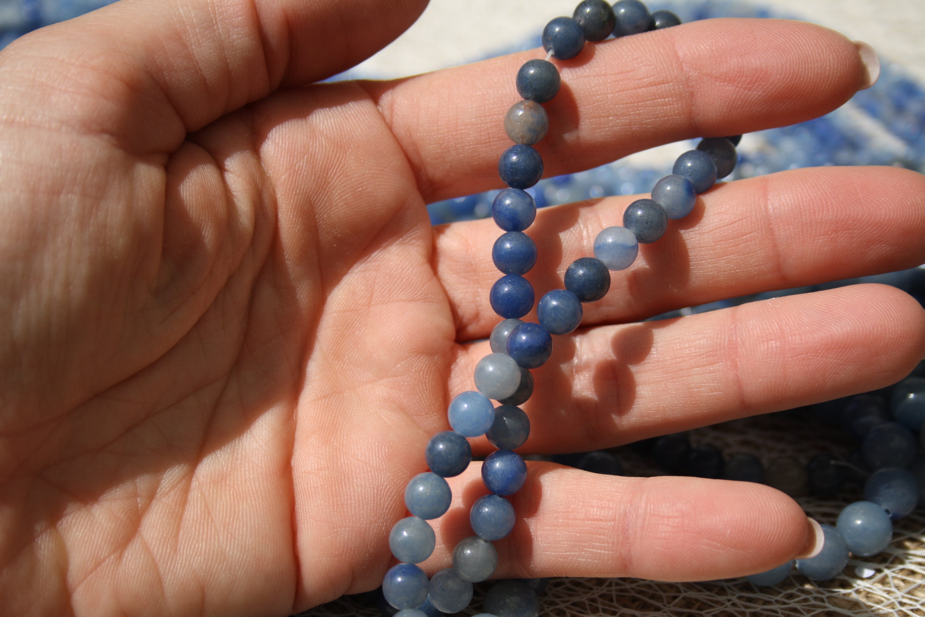 Aventurine bleue Naturelle – Lignes de Perles Rondes 4 mm, 6 mm et 8 mm