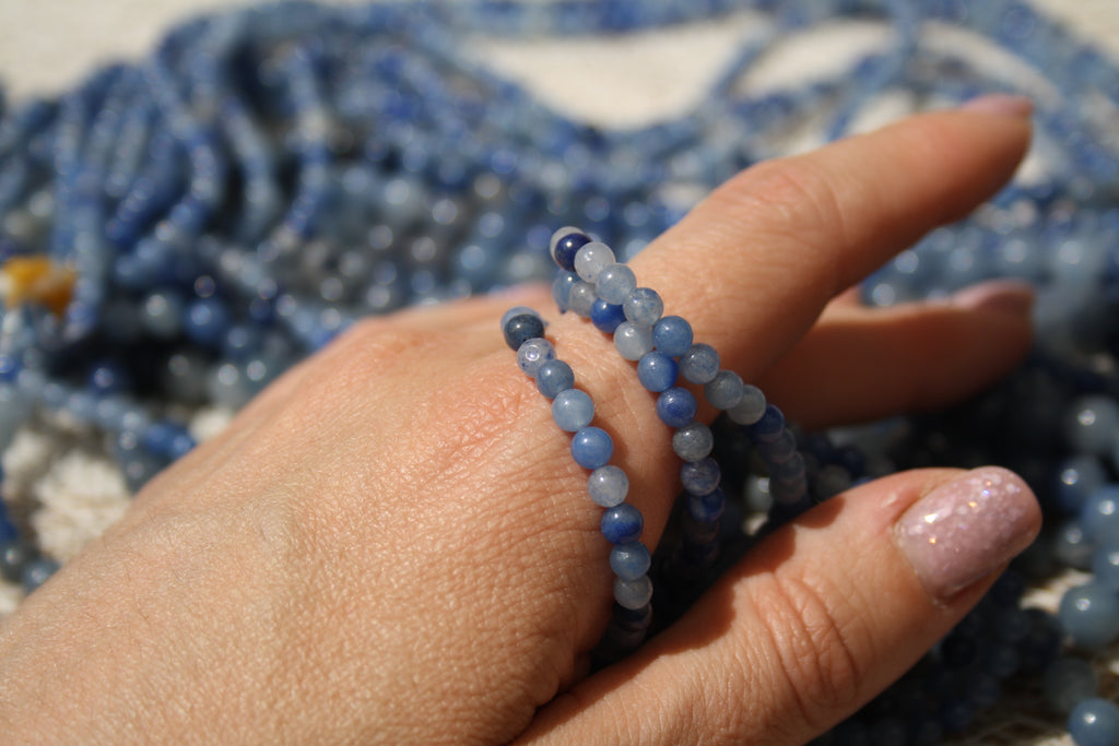 Aventurine bleue Naturelle – Lignes de Perles Rondes 4 mm, 6 mm et 8 mm