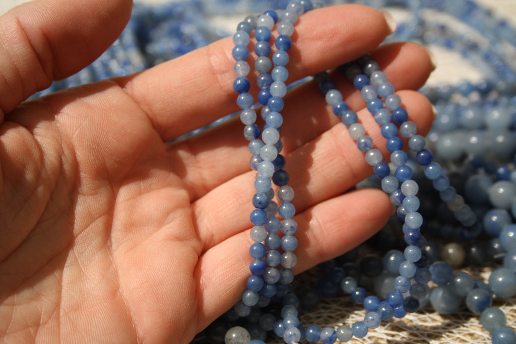 Aventurine bleue Naturelle – Lignes de Perles Rondes 4 mm, 6 mm et 8 mm