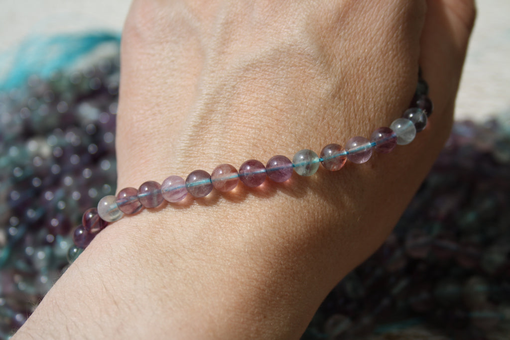 Fluorite Naturelle – Lignes de Perles Rondes 6 mm et 8 mm