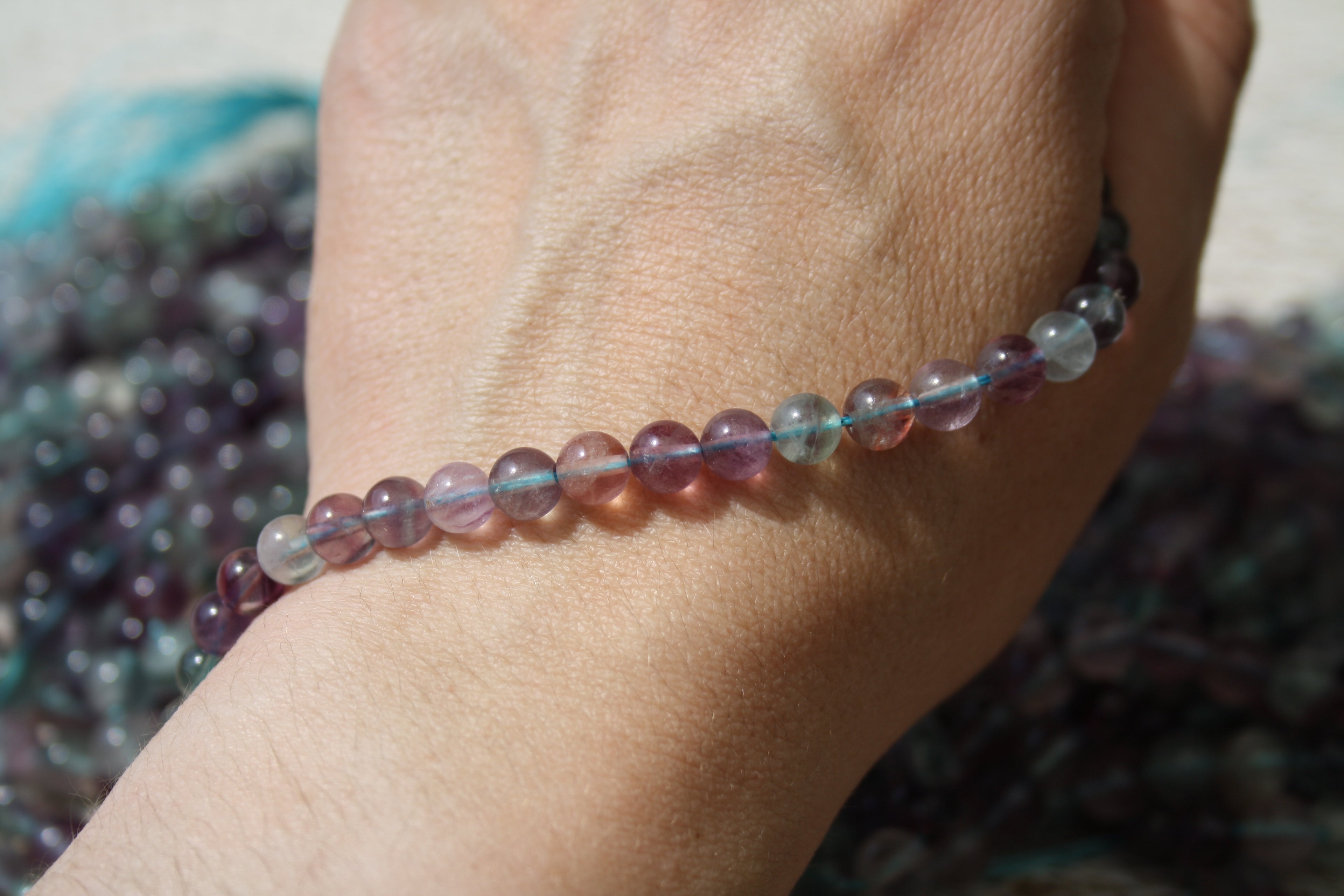 Fluorite Naturelle – Lignes de Perles Rondes 6 mm et 8 mm