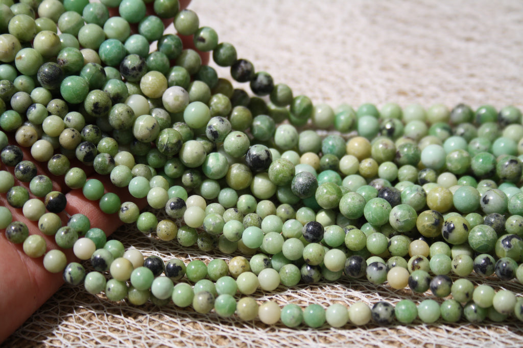 Chrysoprase Naturelle– Lignes de Perles Rondes 6 mm et 8 mm
