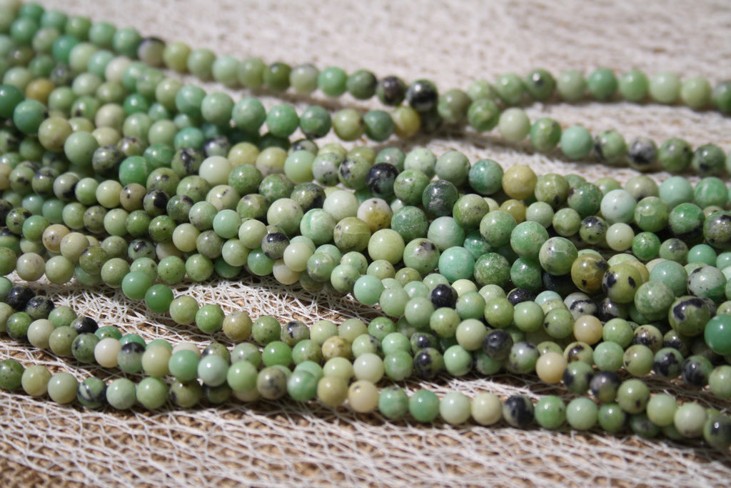 Chrysoprase Naturelle– Lignes de Perles Rondes 6 mm et 8 mm