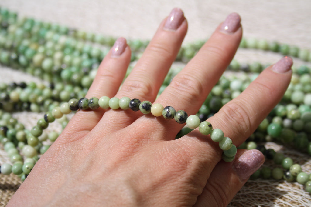 Chrysoprase Naturelle– Lignes de Perles Rondes 6 mm et 8 mm