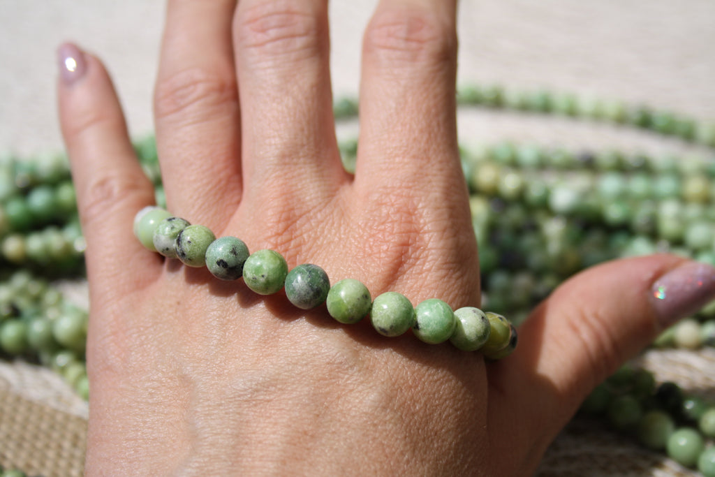 Chrysoprase Naturelle– Lignes de Perles Rondes 6 mm et 8 mm