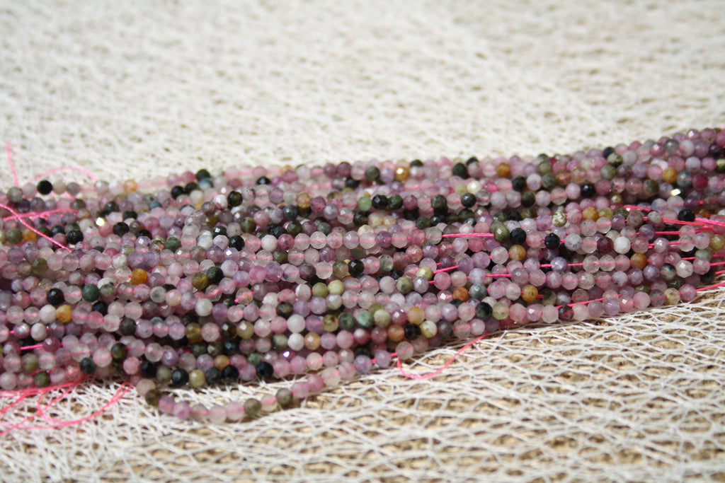 Tourmaline mix couleur Naturelle – Lignes de Perles Facettes