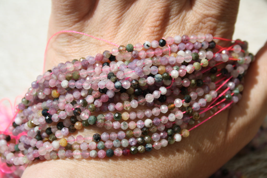 Tourmaline mix couleur Naturelle – Lignes de Perles Facettes