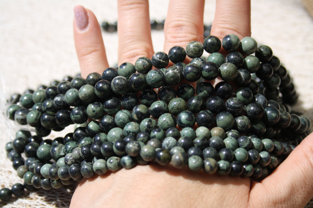 Jaspe kambaba Naturel– Lignes de Perles Rondes 6 mm et 8 mm