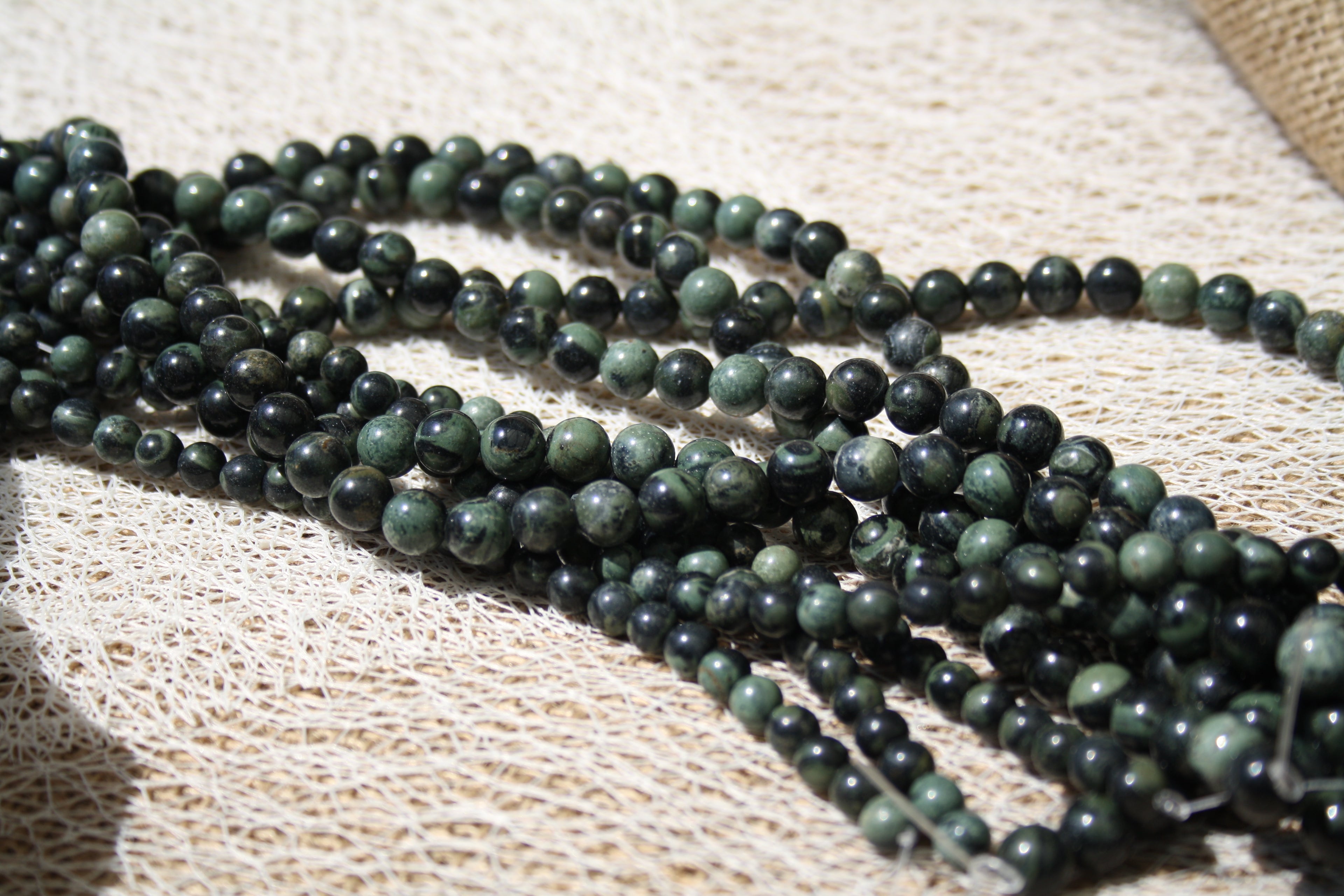 Jaspe kambaba Naturel– Lignes de Perles Rondes 6 mm et 8 mm