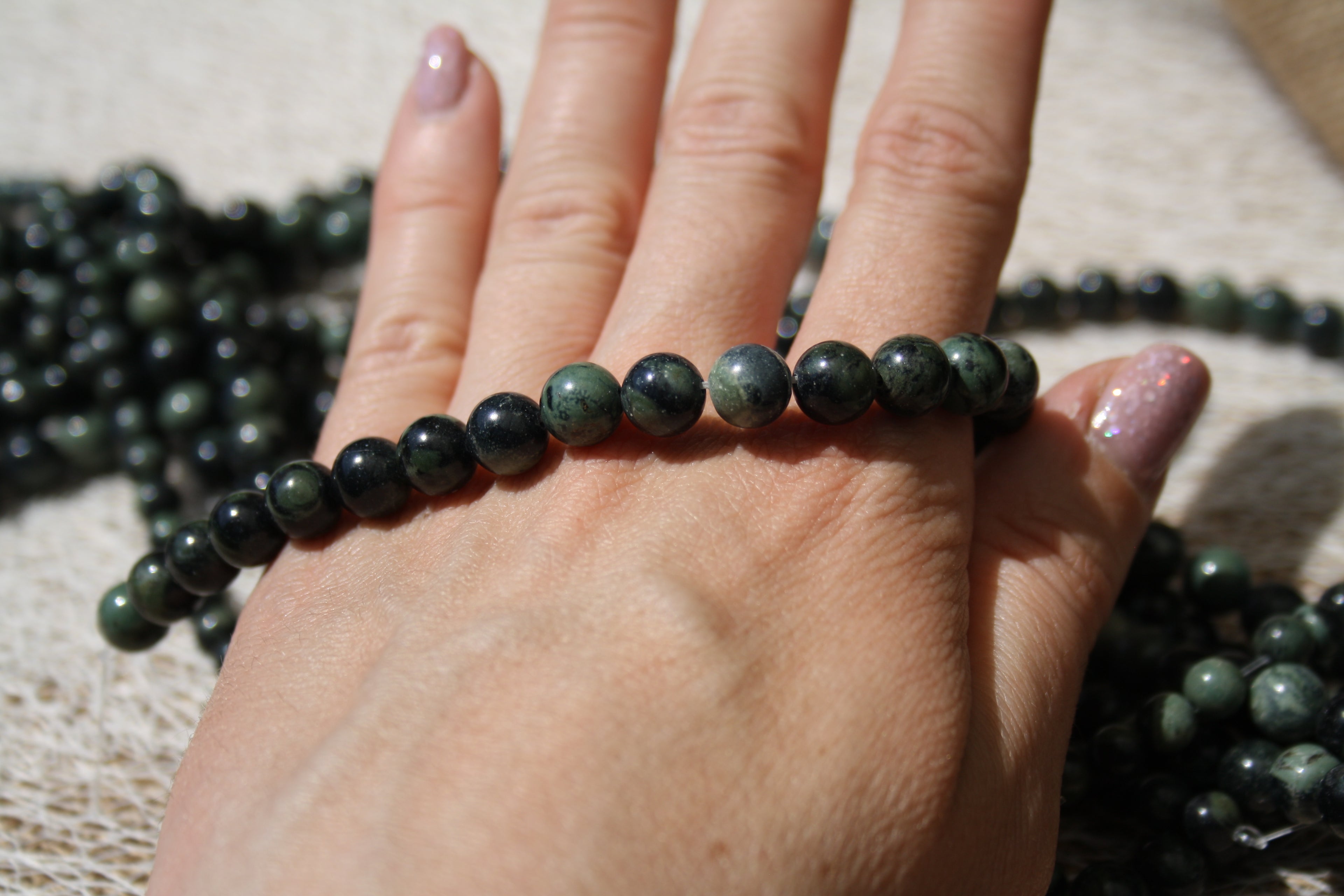 Jaspe kambaba Naturel– Lignes de Perles Rondes 6 mm et 8 mm