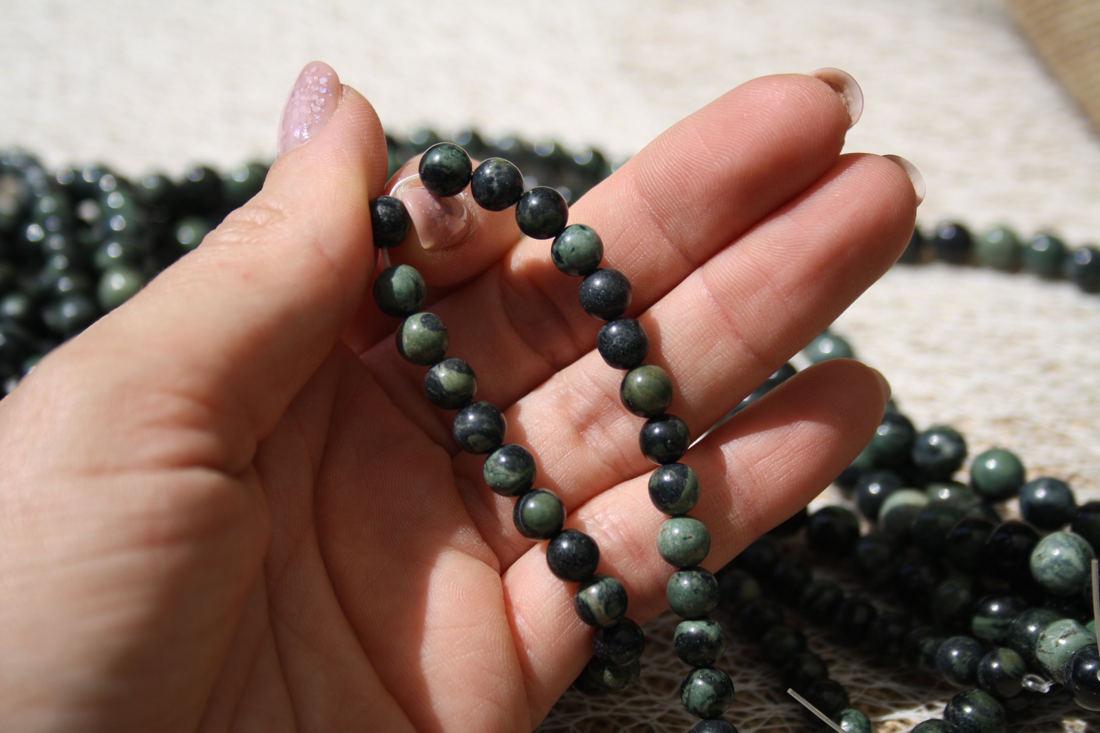 Jaspe kambaba Naturel– Lignes de Perles Rondes 6 mm et 8 mm