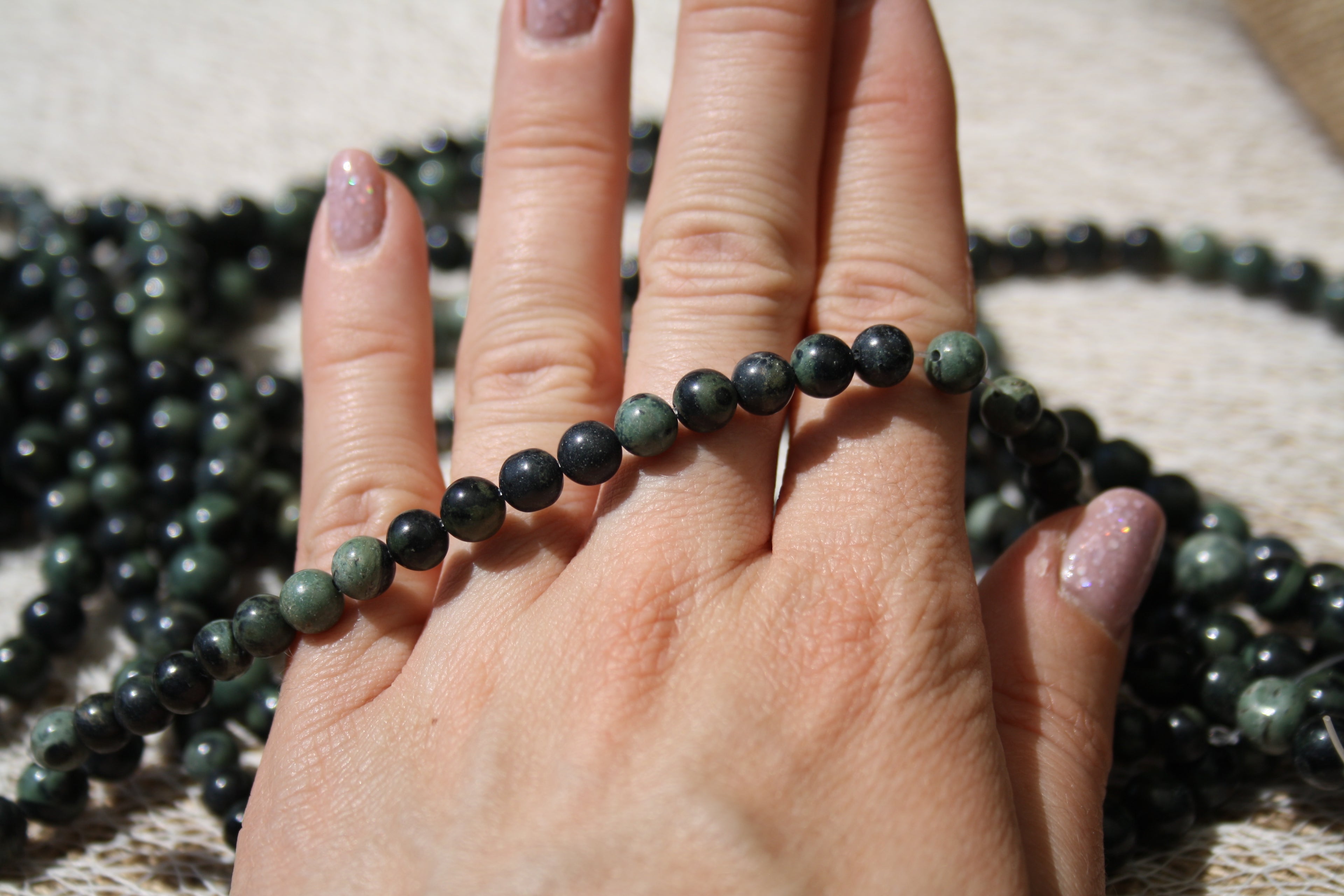Jaspe kambaba Naturel– Lignes de Perles Rondes 6 mm et 8 mm
