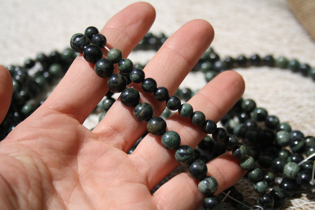 Jaspe kambaba Naturel– Lignes de Perles Rondes 6 mm et 8 mm