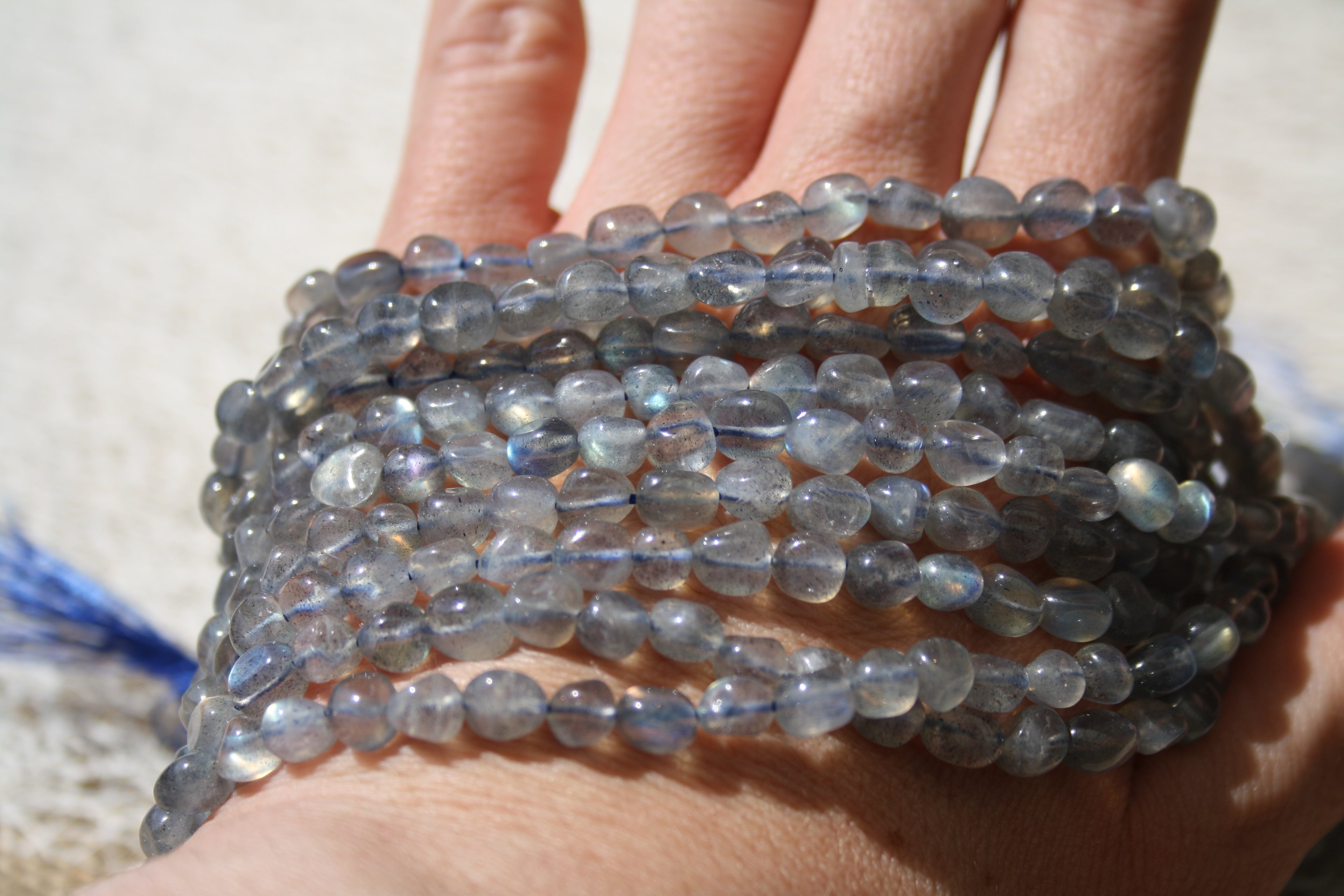Labradorite Naturelle – Lignes de Perles Nuggets