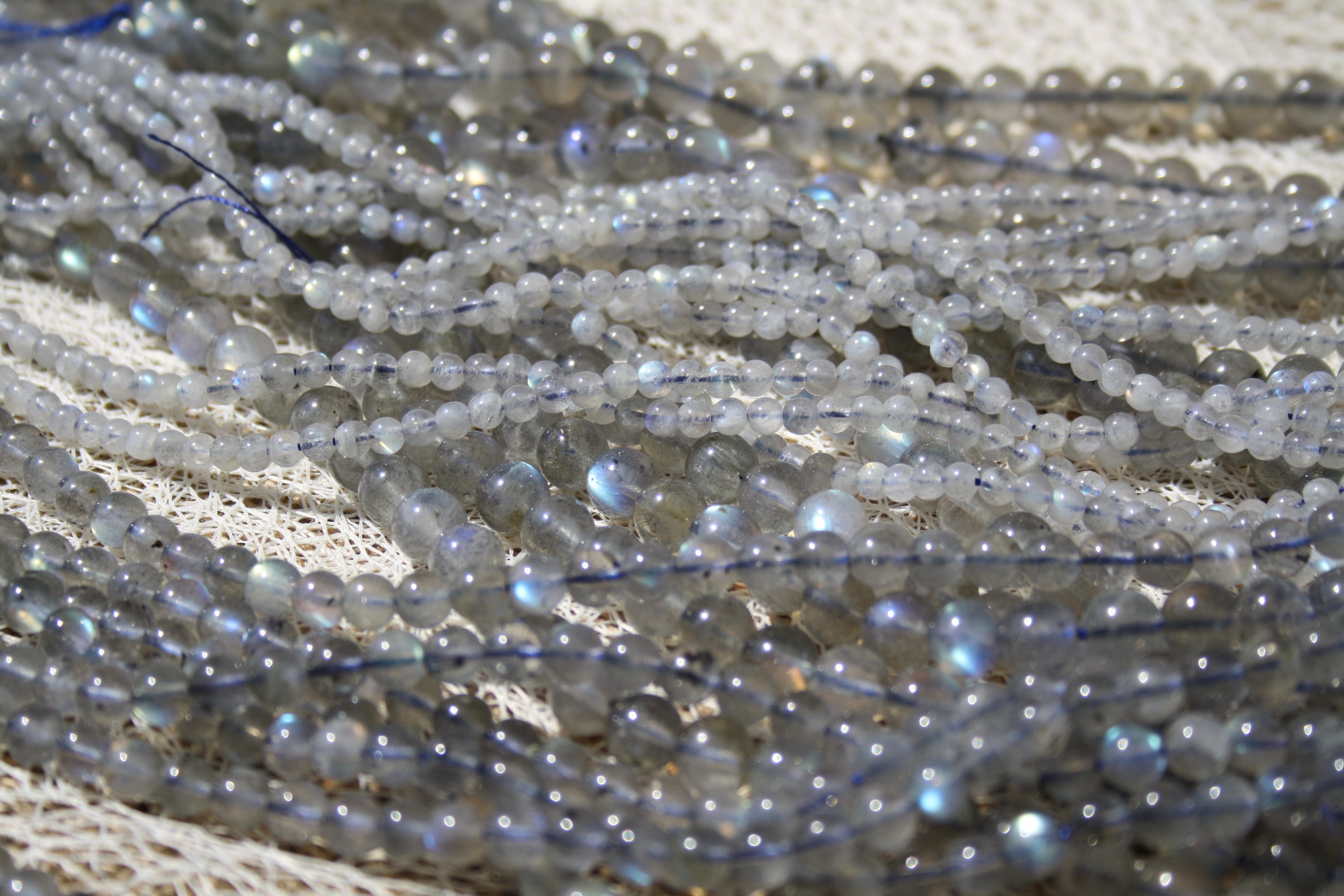 Labradorite Naturelle – Lignes de Perles Rondes 4 mm, 6 mm et 8 mm