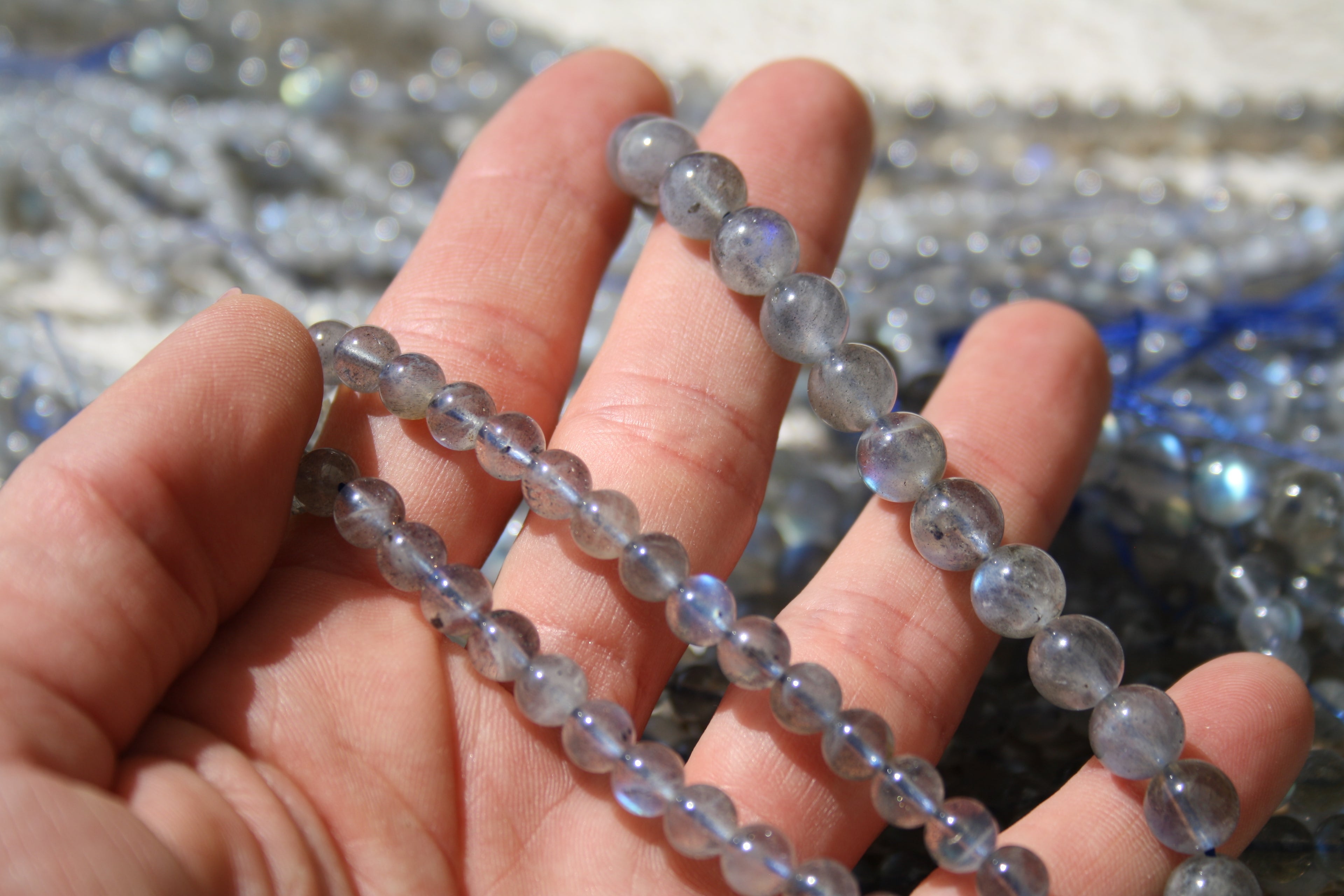 Labradorite Naturelle – Lignes de Perles Rondes 4 mm, 6 mm et 8 mm