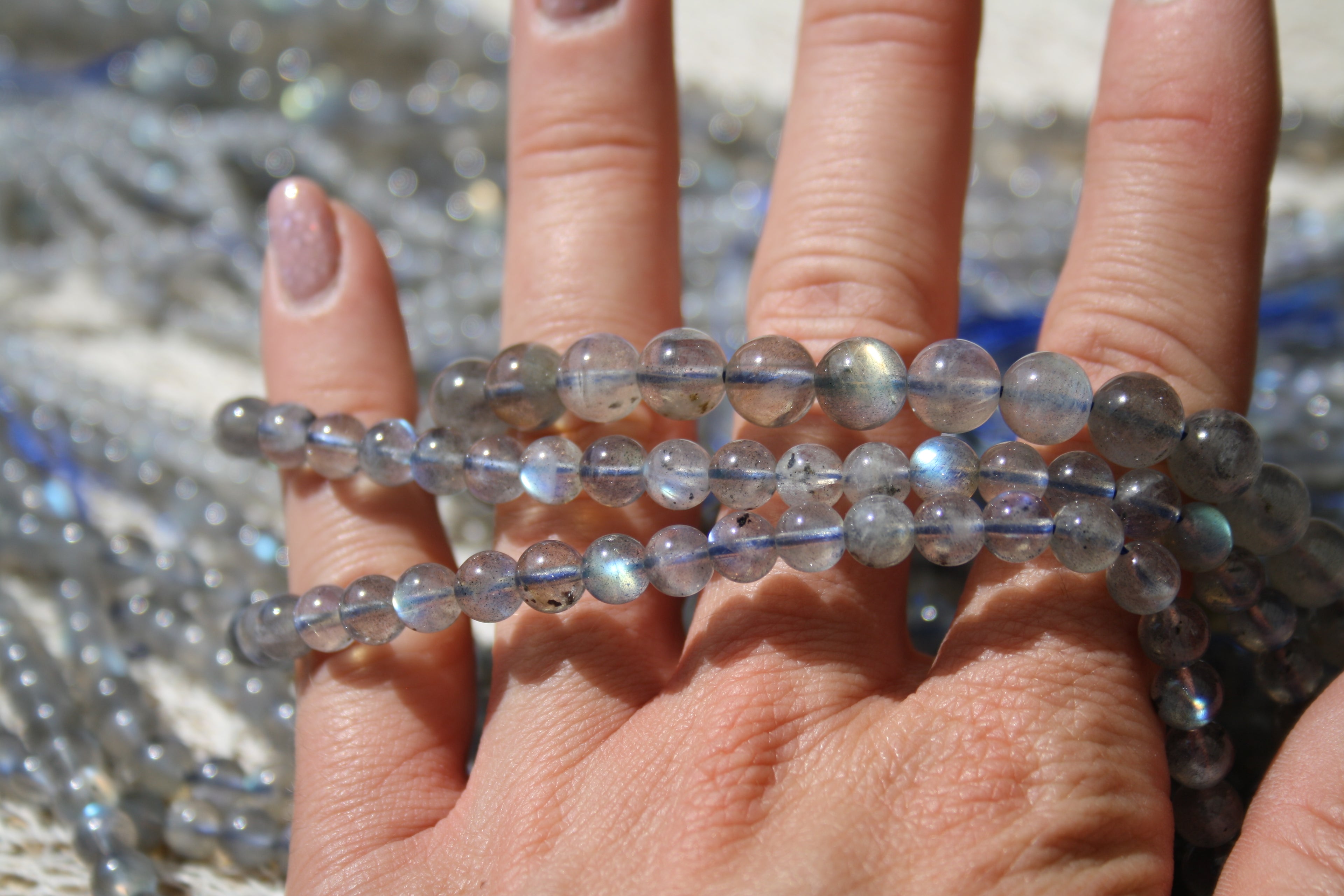 Labradorite Naturelle – Lignes de Perles Rondes 4 mm, 6 mm et 8 mm