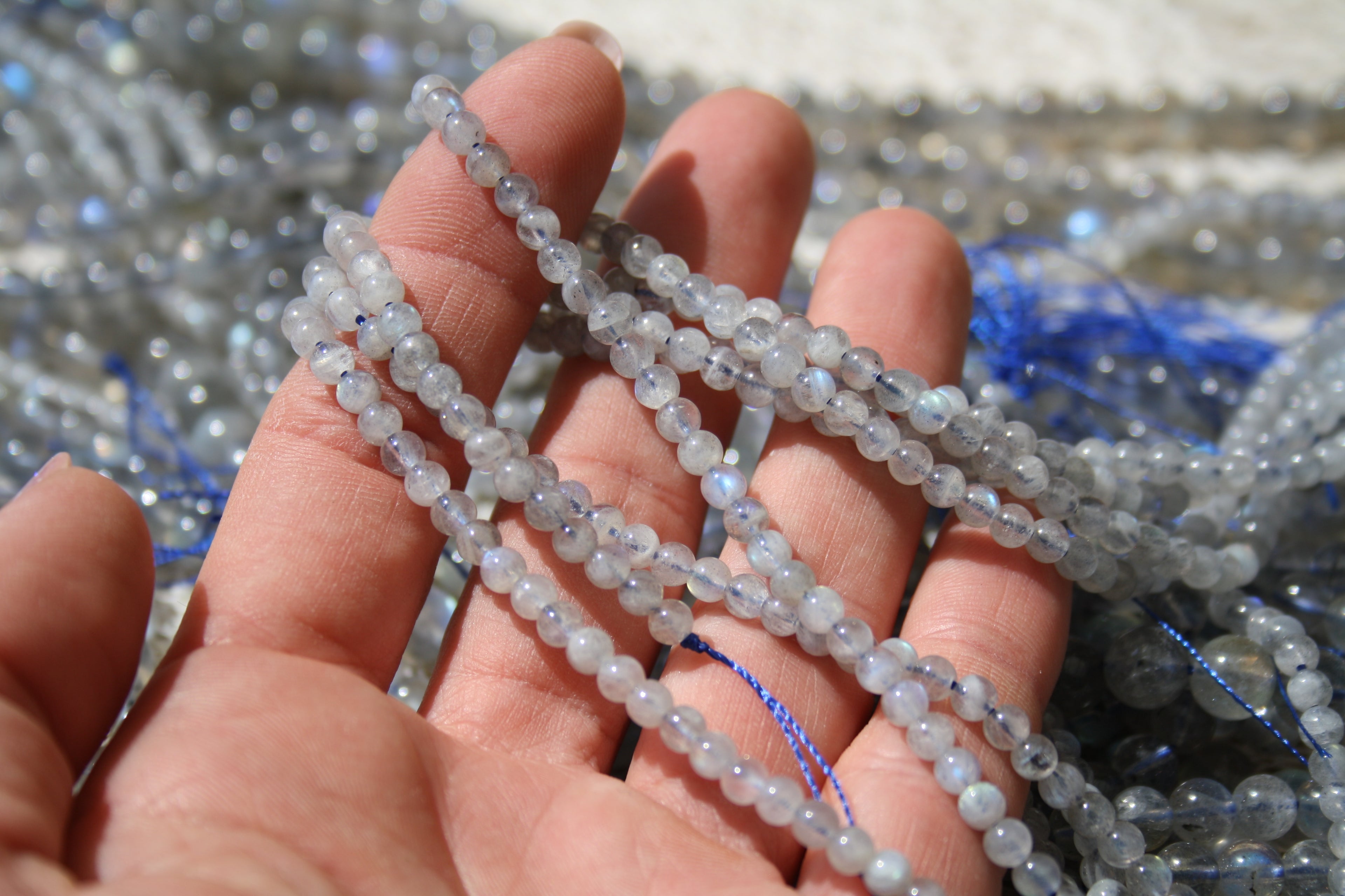 Labradorite Naturelle – Lignes de Perles Rondes 4 mm, 6 mm et 8 mm