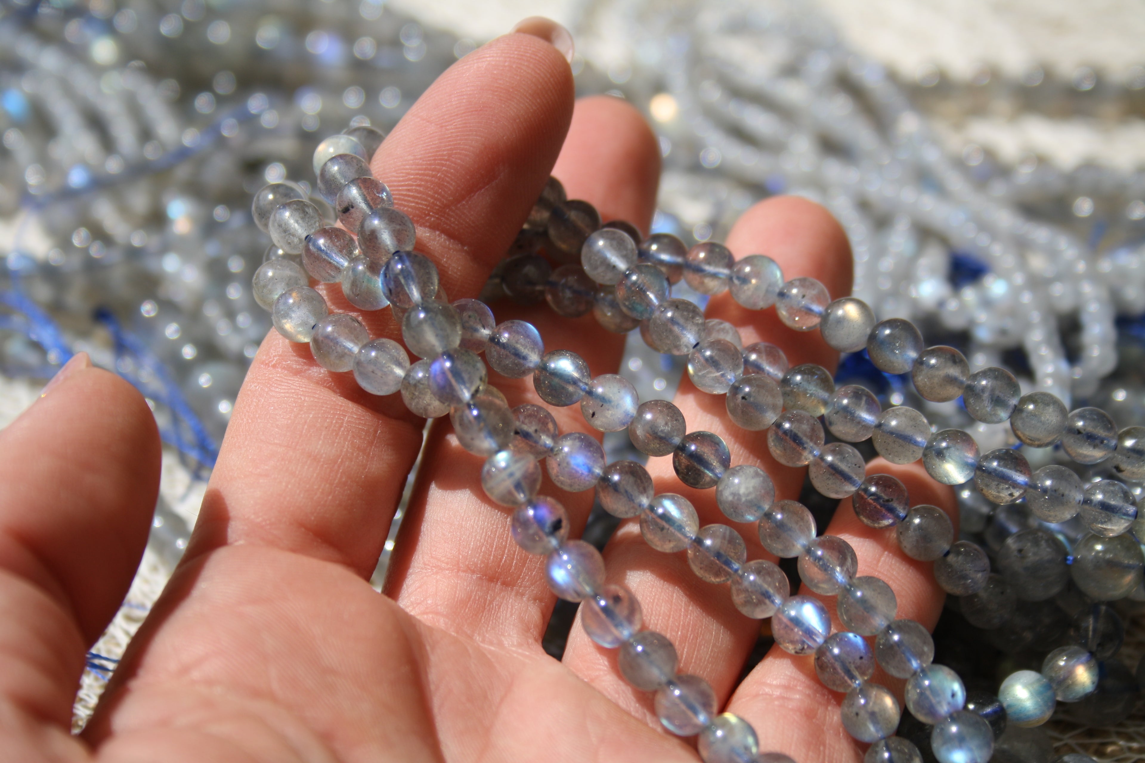 Labradorite Naturelle – Lignes de Perles Rondes 4 mm, 6 mm et 8 mm