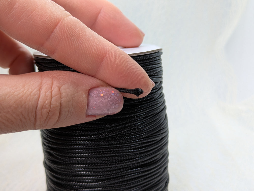 Fil Synthétique Noir pour Tours de Cou – 1 mm, 1.5 mm et 2 mm